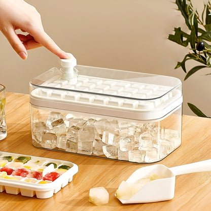 Silicone 2 Layer Ice Cube Trays With Storage Box & Ice Scoop
